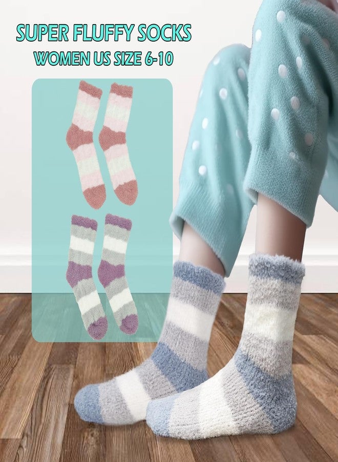 Popuid Womens Fuzzy Socks, Cozy Fluffy Slipper Sock, Soft Winter Plush Socks Comfy Home Sleep Xmas Gift for Adults (Set 1) - Image 2